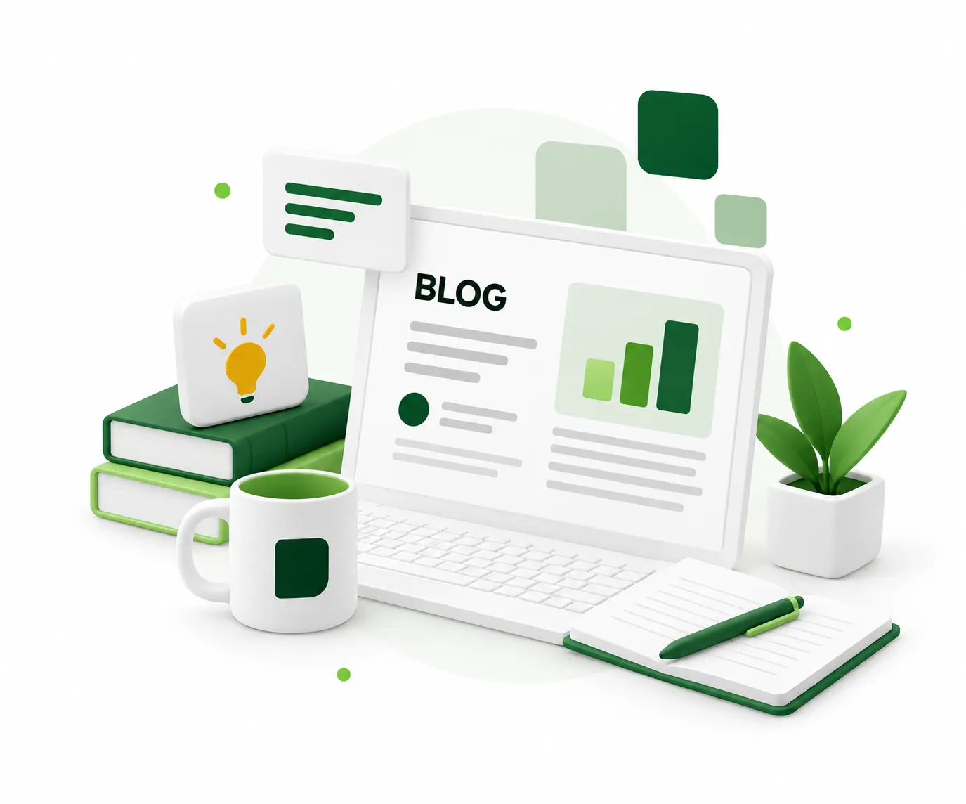 Blog Odczaruj Power BI – ekran z artykułem i wykresami, notatnik i książki do nauki