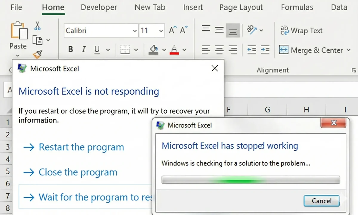 Komunikat „Microsoft Excel is not responding” na 5 minut przed oddaniem raportu